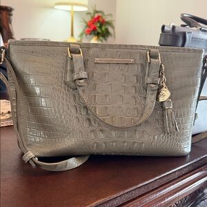 Brahmin Olive Crocodile Embossed Tote